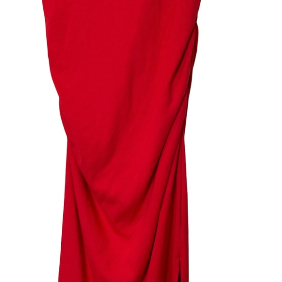 Michael Stars Coco One Shoulder Ultra Ribbed Knit Midi Dress Size M Salsa Red - Picture 5 of 15